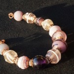 Braccialetto lampwork viola rosa bronzo 4