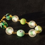 Braccialetto lampwork verde oro 1