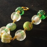 Braccialetto lampwork verde oro 4