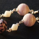 Orecchini argento lampwork rosa viola 1