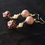 Orecchini argento lampwork rosa viola 2