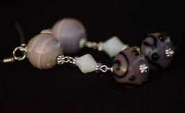 Orecchini argento lampwork rosa viola 5