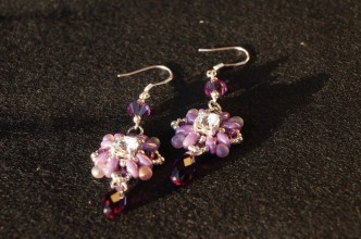 Orecchini pendenti argento swarovski viola 4