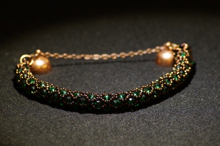 Braccialetto_swarovski_verde_bronzo_2